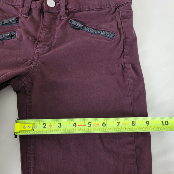 BDG Jeans Womens 29 Maroon‎ Denim Low Rise Jegging Zip Ankle W28 x L27.5 - Picture 6 of 16
